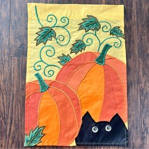 Evergreen enterprises black cat pumpkin Autumn theme outdoor garden flag
